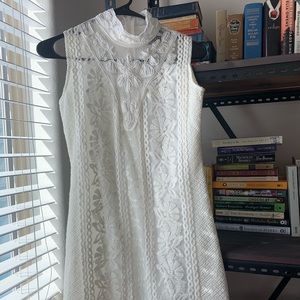 White lace and beaded dress